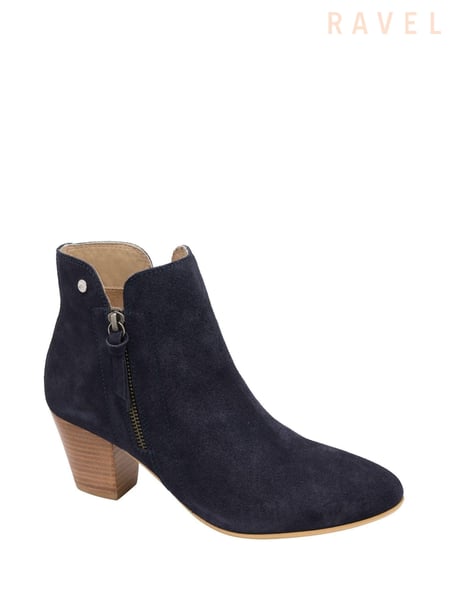 Ravel Blue Suede Leather Block Heel Ankle Boots (307115) | € 140