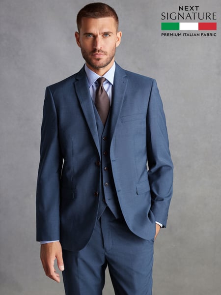 Blue Tailored Signature Tollegno Italian Wool Suit Jacket (307272) | € 19