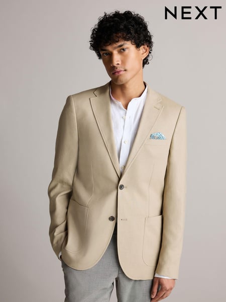Neutral Regular Fit Linen Blend Blazer (307311) | € 118