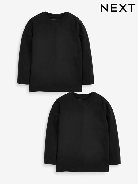 Black 2 Pack Long Sleeve T-Shirts (3-16yrs) (307919) | € 13 - € 21