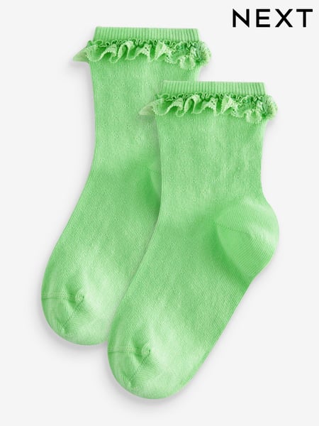 Green Cotton Rich Ruffle Ankle Socks 2 Pack (310466) | € 2 - € 4