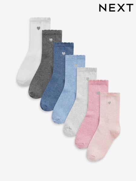 Multi 7 Pack Cotton Rich Heart Embroidered Ankle Socks (312780) | € 13 - € 15