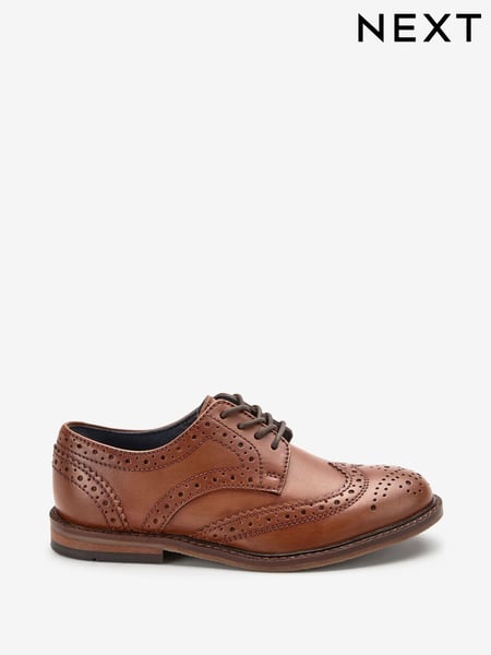 Tan Brown Standard Fit (F) Leather Laceup Brogue Shoes (313252) | € 43 - € 57
