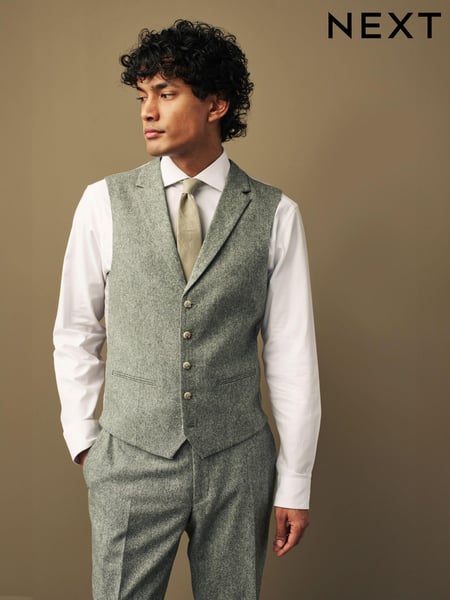 Green Nova Fides Italian Wool Blend Suit: Waistcoat (313649) | € 17