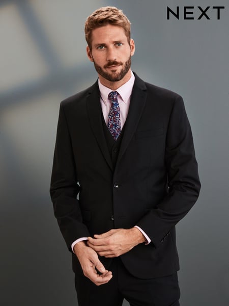 Black Regular Fit Signature Tollegno Italian Wool Suit Jacket (314552) | € 38