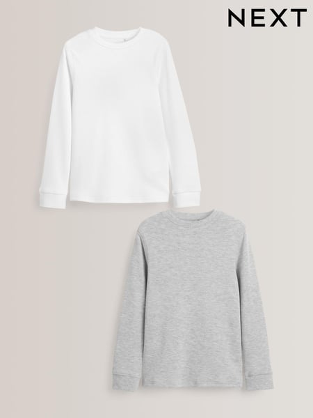 Grey/White Long Sleeve Thermal Tops 2 Pack (2-16yrs) (318172) | € 14 - € 21