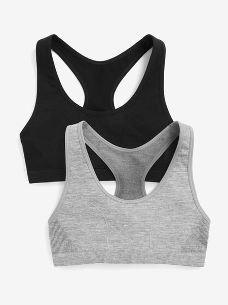 Black/Grey 2 Pack Seamfree Racer Back Crop Top (7-16yrs) (319800) | € 3