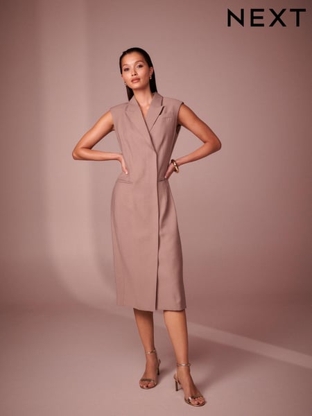 Mink Brown Mini Sleeveless Blazer Dress (320138) | € 27