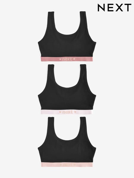 Black Sparkle Elastic Scoop Crop Top 3 Pack (5-16yrs) (320533) | € 7 - € 11