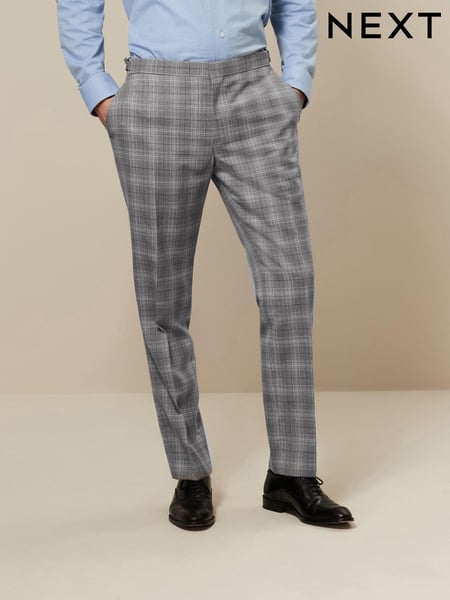 Light Grey Tailored Fit Textured Suit: Trousers (321992) | € 17