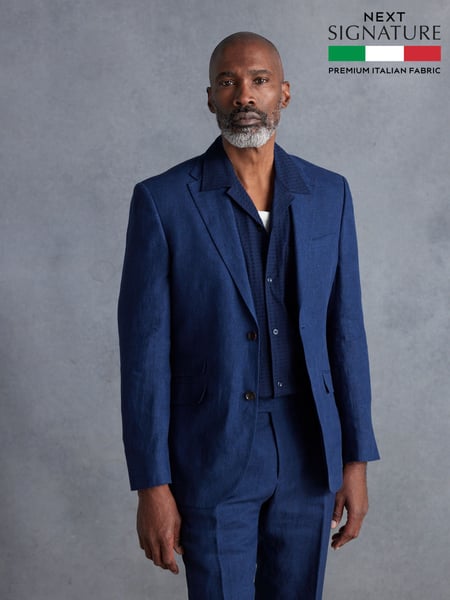 Blue Slim Fit Signature Leomaster Italian Linen Suit Jacket (324506) | € 111