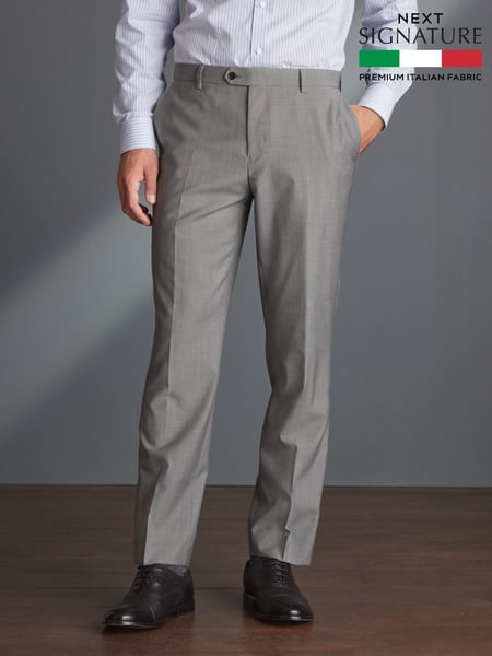 Light Grey Regular Fit Signature Tollegno Wool Suit: Trousers (325602) | € 10