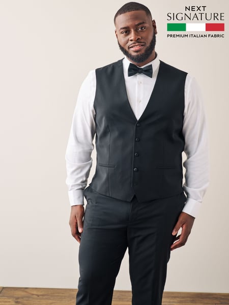 Black Signature Tollegno Wool Regular Fit Suit Waistcoat (327463) | € 90