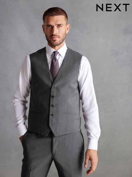 Charcoal Grey Signature Tollegno Wool Regular Fit Suit Waistcoat (327630) | € 18
