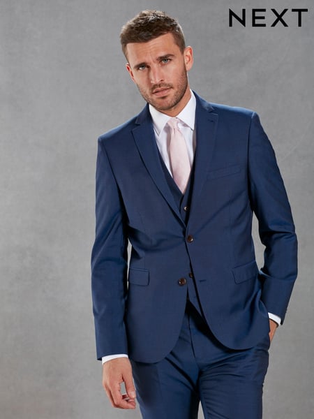 Bright Blue Slim Signature Tollegno Italian Wool Suit Jacket (328156) | € 38