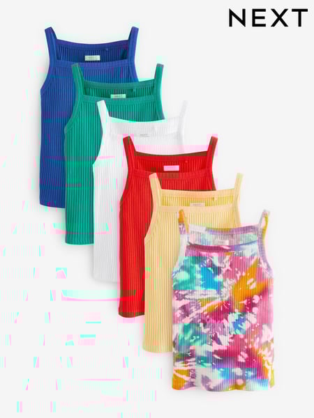 Rainbow Tie Dye 6 Pack Rib Strappy Vest (3-16yrs) (332805) | € 18 - € 30