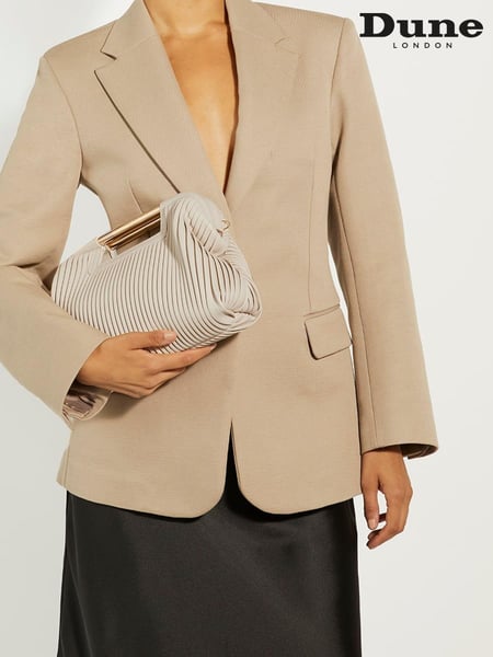 Dune London Cream Ebec Pleated Framed Clutch Bag (333053) | € 154