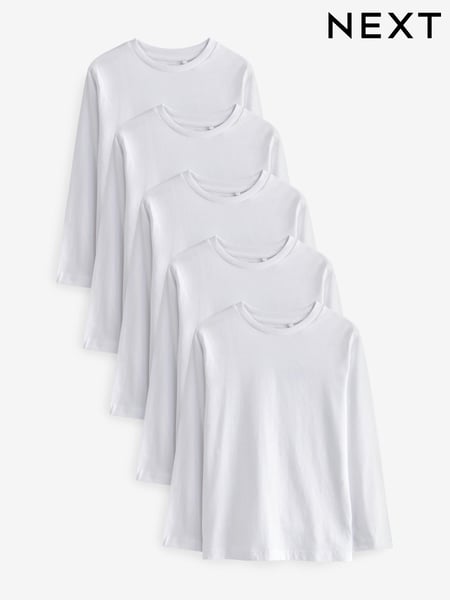 White 5 Pack Long Sleeve T-Shirts (3-16yrs) (333292) | € 35 - € 44