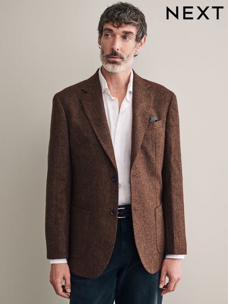 Rust Brown Signature Moons British Wool Textured Blazer (333631) | € 267