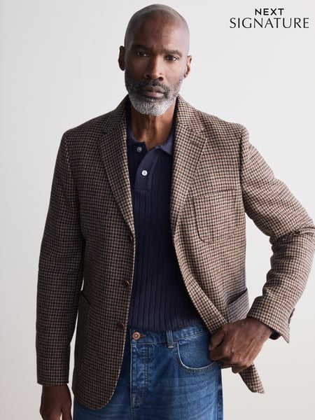Brown Signature Moon's Wool Dogtooth Blazer (333682) | € 267