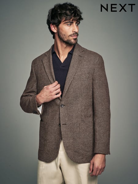 Brown Brushed Check Blazer With Wool (333688) | € 148