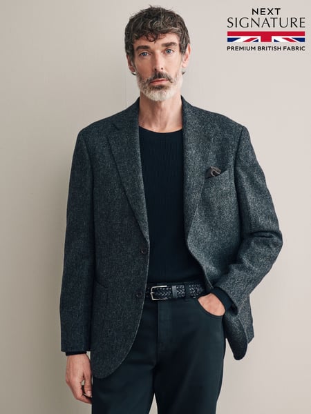 Charcoal Grey Signature Moons British Wool Textured Blazer (333778) | € 267