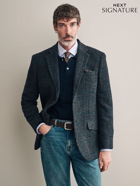 Charcoal Grey Signature Moon's Tonal Check Blazer (333809) | € 267