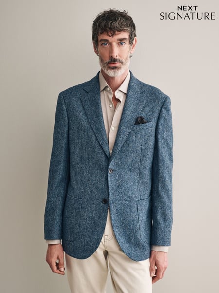 Blue Signature Moons British Wool Textured Blazer (333862) | € 267