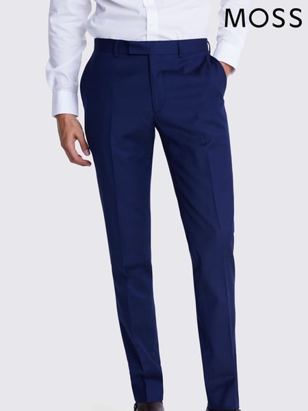 MOSS Navy Blue Tailored Fit Twill Suit Trousers (334558) | € 140