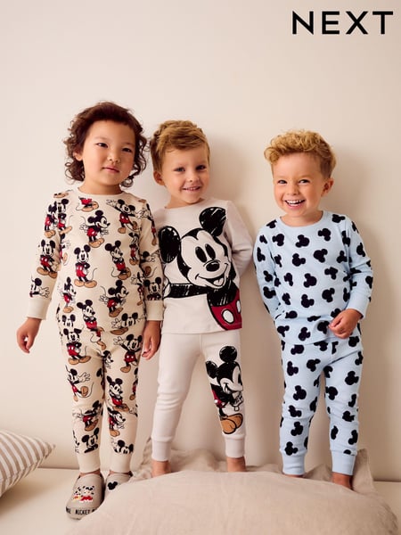 Blue/Ecru Mickey Mouse Snuggle Pyjamas 3 Pack (9mths-10yrs) (334866) | € 48 - € 57