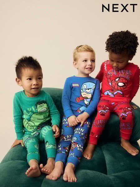 Marvel Red/Green/Blue Snuggle Pyjamas 3 Pack (9mths-8yrs) (335158) | € 48 - € 57
