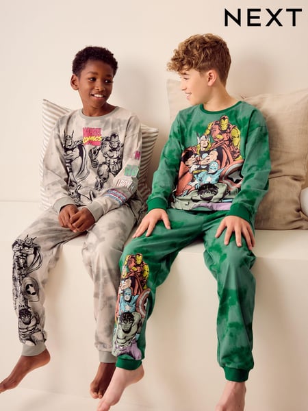 Marvel Green/Grey Tie Dye Long Sleeve Pyjamas 2 Pack (5-16yrs) (335383) | € 43 - € 55