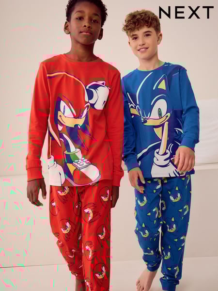 Blue/Red Sonic and Knuckles Long Leg Pyjamas 2 Pack (3-14yrs) (335531) | € 43 - € 55