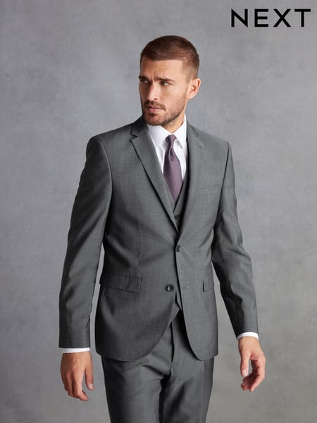 Charcoal Grey Slim Signature Tollegno Italian Wool Suit Jacket (335823) | € 38