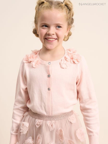 Angel & Rocket Pink 100% Cotton Flower Trim Cardigan (336653) | € 41 - € 51