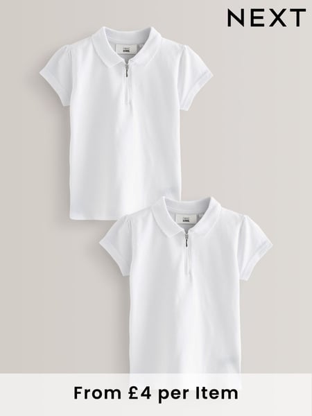 White Zip Polo Shirts 2 Pack (3-16yrs) (342093) | € 11 - € 19
