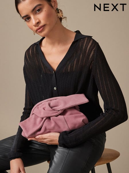 Pink Leather Bow Clutch Bag (345462) | € 21