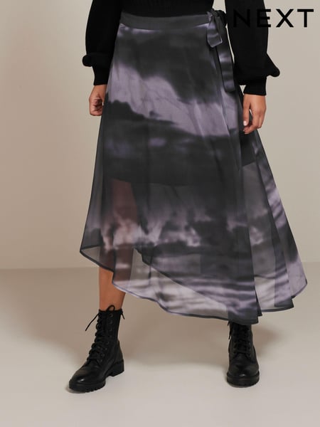 Blue/Black Abstract Print Asymmetric Hem Skirt (348523) | € 13