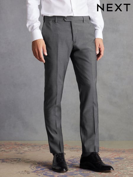 Charcoal Grey Slim Signature Tollegno Wool Suit: Trousers (348836) | € 20