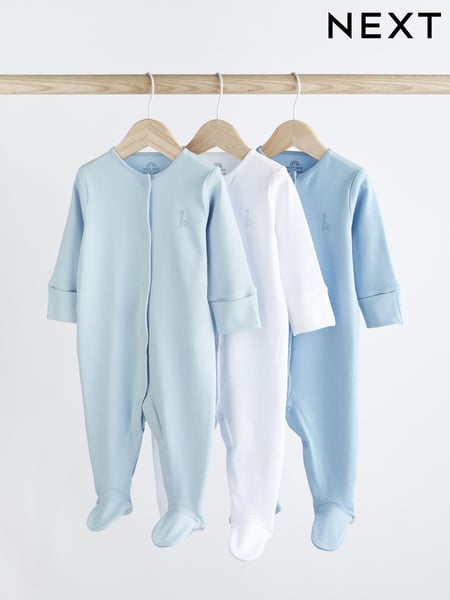 Blue/White 3 Pack Baby Sleepsuits (0-2yrs) (351212) | € 17 - € 20