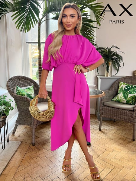 AX Paris Pink Hot Batwing Top Wrap Skirt Midi Dress (351516) | € 34