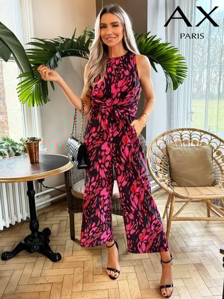 AX Paris Pink Printed Sleeveless Knot Front Jumpsuit (351682) | € 15
