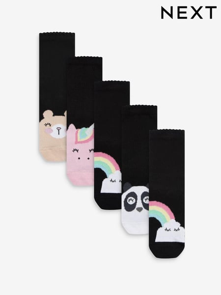 Black 5 Pack Cotton Rich Character Ankle School Socks (352072) | € 10 - € 11