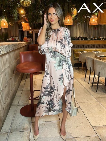 AX Paris Printed Batwing Top Wrap Skirt Midi Dress (352519) | € 15