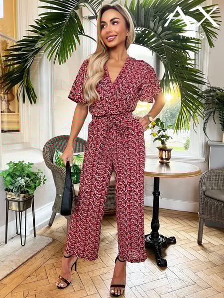 AX Paris Printed Butterfly Sleeve Belted Jumpsuit (353038) | € 15