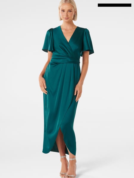 Forever New Green Forever New Estelle Flutter Sleeve Midi Dress (354068) | € 34