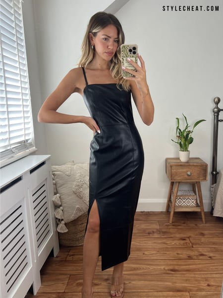Style Cheat Black Colette PU Bandeau Midi Dress (355036) | € 19