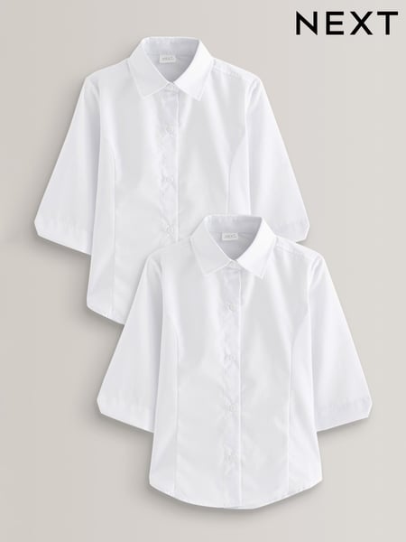 White Regular Fit 2 Pack Three Quarter Sleeve School Blouses (3-17yrs) (356871) | € 14 - € 24