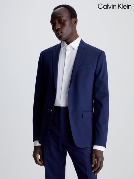 Calvin Klein Blue Stretch Wool Slim Blazer (357423) | € 515