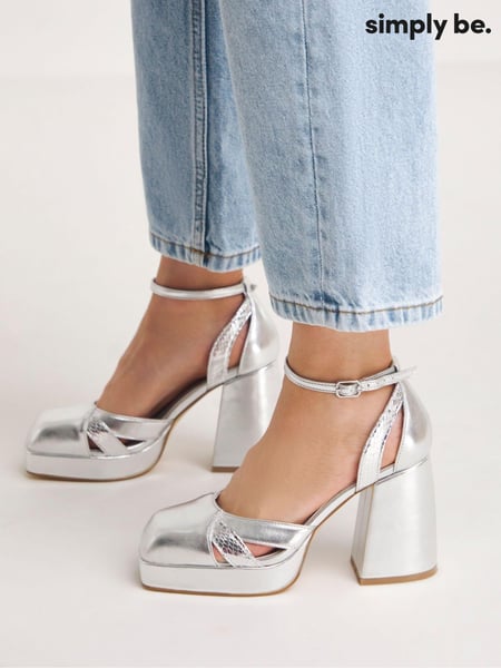 Simply Be Silver Extra Wide Fit Platform Heeled Shoes (358163) | € 31